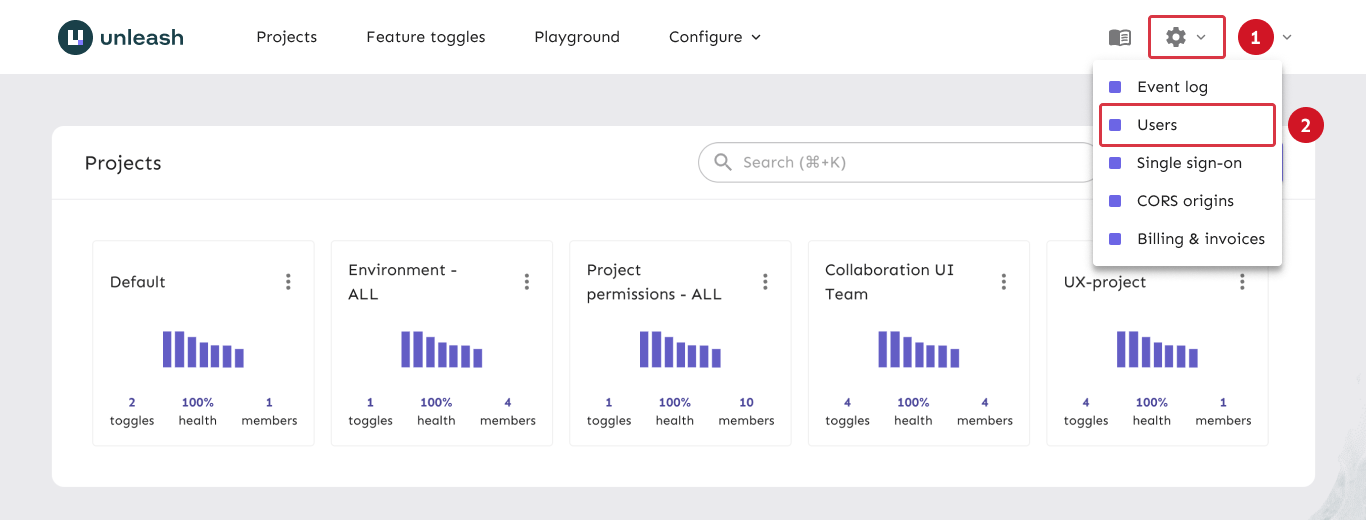 A visual representation of the current step: the Unleash Admin UI with the steps highlighted.